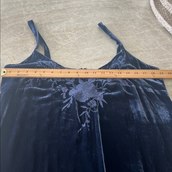 Johnny Was Velvet Gaze Slip Dress in Sapphire Blue Large Lace Romantic - Picture 9 of 11